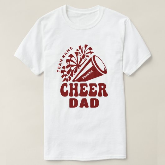 Cheer Dad met aangepaste teamnaam en naam van Kind T-shirt (Design voorkant)