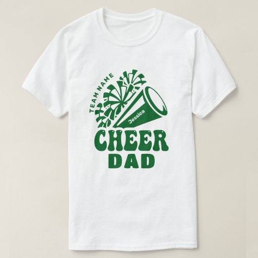 Cheer Dad met aangepaste teamnaam en naam van Kind T-shirt (Design voorkant)