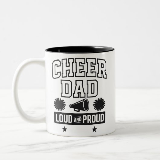 Cheer Dad Shirt Luid en Trots Cheerleading Tweekleurige Koffiemok (Links)