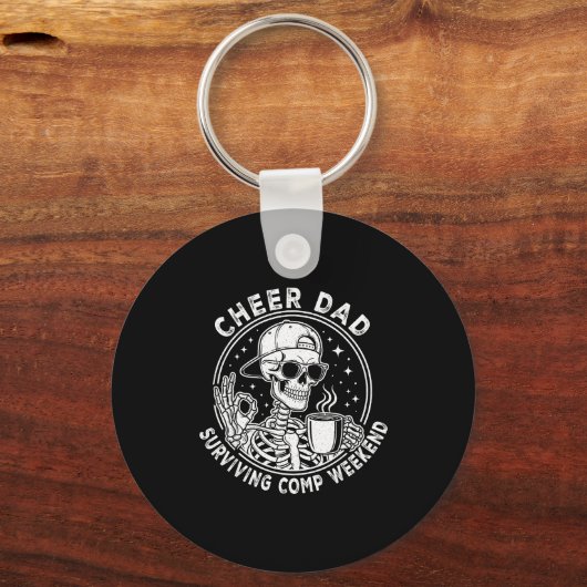 Cheer Dad Surviving Comp Weekend Skeleton Coffee F Sleutelhanger (Voorkant)