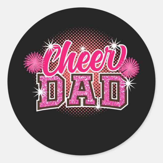 Cheer Dad Vaderdag Cheerleader Papa Dad Ronde Sticker (Voorkant)