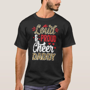 Cheer Daddy Biggest Fan Leopard Print And Pom T-shirt