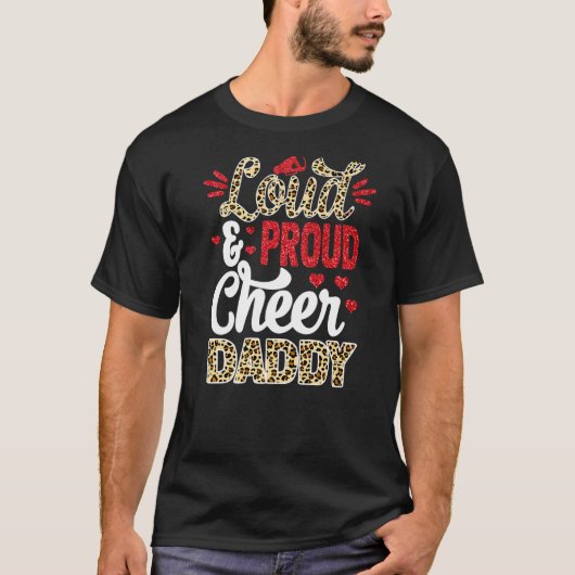 Cheer Daddy Biggest Fan Leopard Print And Pom T-shirt (Voorkant)