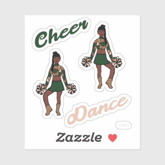 Cheer Dance Pom Stickers (Groene Camo) (Vel)