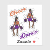 Cheer Dance Pom Stickers (Paars Sinaasappel) (Vel)