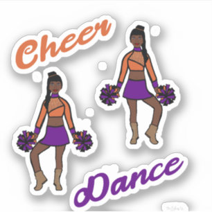 Cheer Dance Pom Stickers (Paars Sinaasappel)