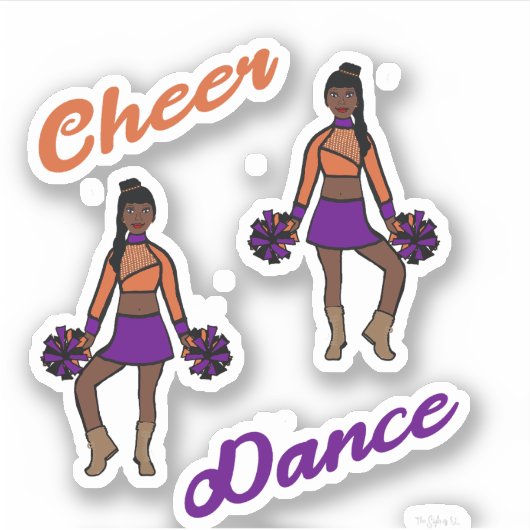 Cheer Dance Pom Stickers (Paars Sinaasappel) (Voorkant)
