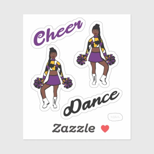 Cheer Dance Pom Stickers (Paarse camo) (Vel)