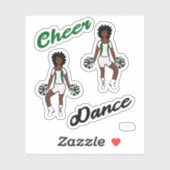 Cheer Dance Pom Stickers (wit groen) (Vel)