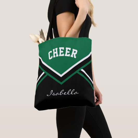 Cheer Dark Green Cheerleader Outfit Tote Bag (Dichtbij)