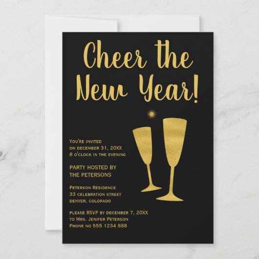 Cheer de nieuwjaarsfeest uitnodiging (Voorkant)