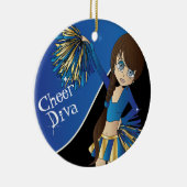 Cheer 📣 💖 Diva Blue Cheerleader Girl Keramisch Ornament (Rechts)