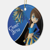 Cheer 📣 💖 Diva Blue Cheerleader Girl Keramisch Ornament (Links)