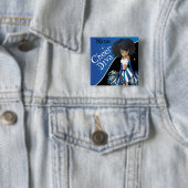 Cheer Diva Cheerleader Girl | DIY-naam | Blauw Vierkante Button 5,1 Cm (In situ)