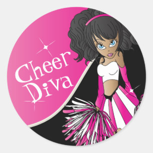 Cheer Diva Girl 📣 Cheerleader in het roze Ronde Sticker