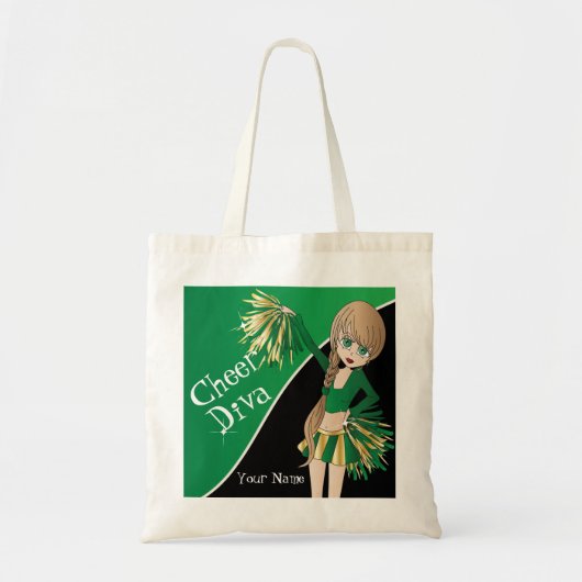 Cheer Diva Green Cheerleader Tote Bag (Voorkant)