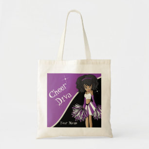 Cheer Diva Paarse Cheerleader Girl Tote Bag