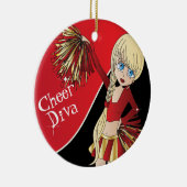 Cheer 📣 💖 Diva Red Cheerleader Girl Keramisch Ornament (Rechts)