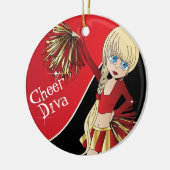 Cheer 📣 💖 Diva Red Cheerleader Girl Keramisch Ornament (Links)