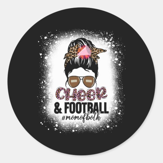 Cheer Football Cheerleading mama van beide Bun Ronde Sticker (Voorkant)