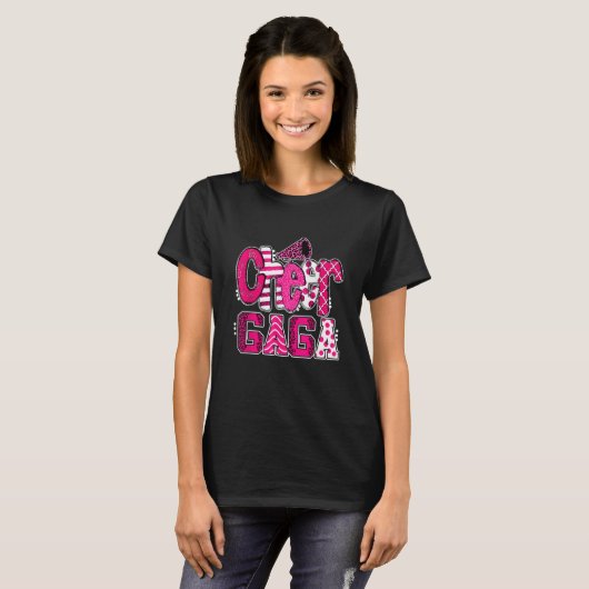 Cheer Gaga Biggest Fan Leopard Print And Pom Pom T-shirt (Voorkant volledig)