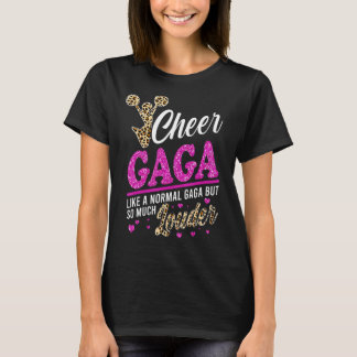 Cheer Gaga grootst fan leopard print en pom Pom T-shirt