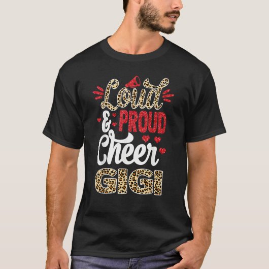 Cheer Gigi Biggest Fan Leopard Print And Pom Pom T-shirt (Voorkant)