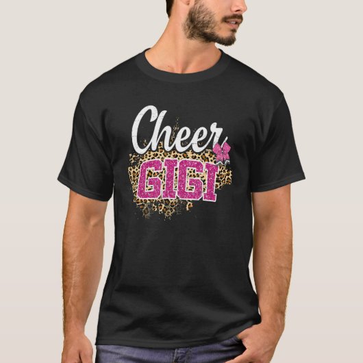 Cheer Gigi Bigmost Fan Leopard Print and Pom Pom 1 T-shirt (Voorkant)
