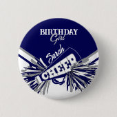 Cheer Girl Birthday - Navy blauw, grijs en wit Ronde Button 5,7 Cm (Voorkant)