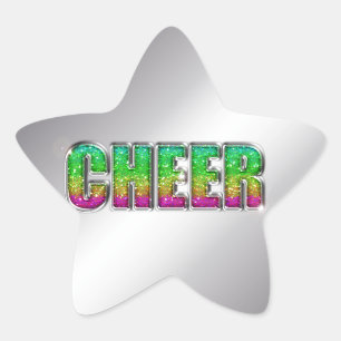 Cheer Glitter Rainbow Ster Sticker