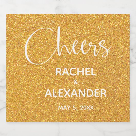 CHEER Gouden Glitter Bruiloft Mousserende Wijn Eti Sparkling Wijnetiket (Enkel label)