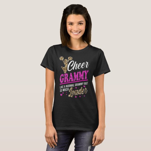 Cheer Grammy grootst fan leopard print en pom Pom T-shirt (Voorkant volledig)
