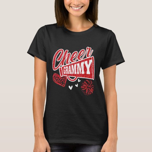 Cheer Grammy grootst fan leopard print en pom Pom T-shirt (Voorkant)