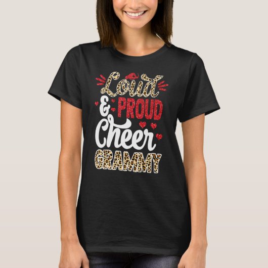 Cheer Grammy grootst fan leopard print en pom Pom T-shirt (Voorkant)