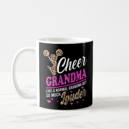 Cheer Grandma grootst fan leopard print en pom po Koffiemok (Links)