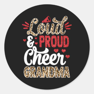 Cheer Grandma grootst fan leopard print en pom po Ronde Sticker