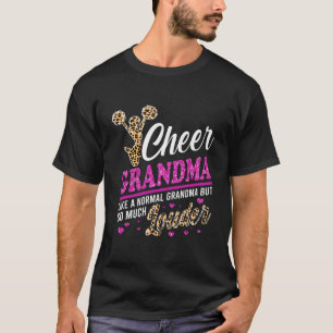 Cheer Grandma grootst fan leopard print en pom po T-shirt