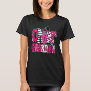 Cheer Grandma grootst fan leopard print en pom po T-shirt