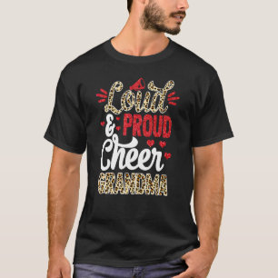 Cheer Grandma grootst fan leopard print en pom po T-shirt