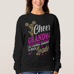 Cheer Grandma grootst fan leopard print en pom po Trui