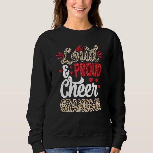 Cheer Grandma grootst fan leopard print en pom po Trui (Voorkant)