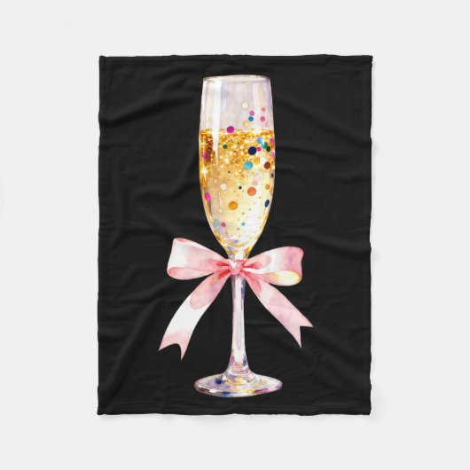 Cheer Happy New Year Coquette Bow Champagne New Ye Fleece Deken (Voorkant)
