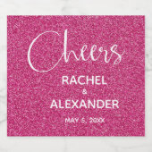CHEER Heet Roze Glitter Bruiloft Mousserende Wijn Sparkling Wijnetiket (Enkel label)