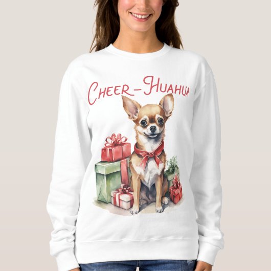 Cheer Hua Hua Schattige Chihuahua Kersttrui Trui (Voorkant)