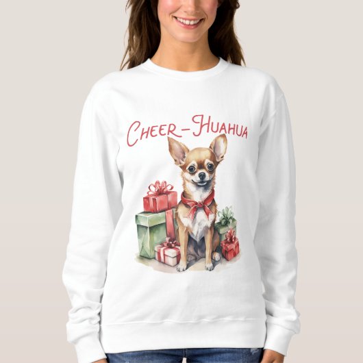 Cheer-Huahua Kerstmis Chihuahua Trui (Voorkant)