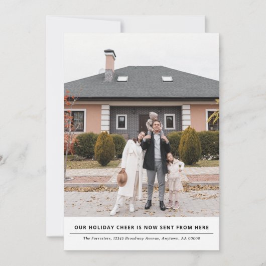 Cheer is nu vanaf hier vakantie verhuisaankondigin feestdagenkaart (Voorkant)