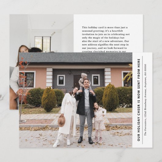 Cheer is nu vanaf hier vakantie verhuisaankondigin feestdagenkaart (Voorkant / Achterkant)