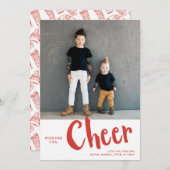 Cheer | Kerstaffoto van Sweater Pattern Rood Feestdagenkaart (Voorkant / Achterkant)