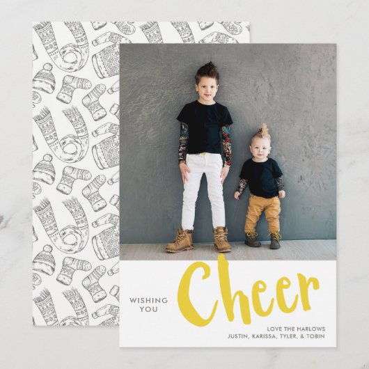 Cheer | Kerstfotogeel met Sweater Pattern Feestdagenkaart (Voorkant / Achterkant)