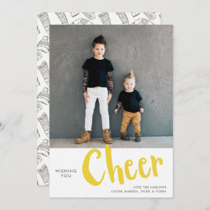 Cheer Kerstfotogeel met Sweater Pattern Feestdagenkaart